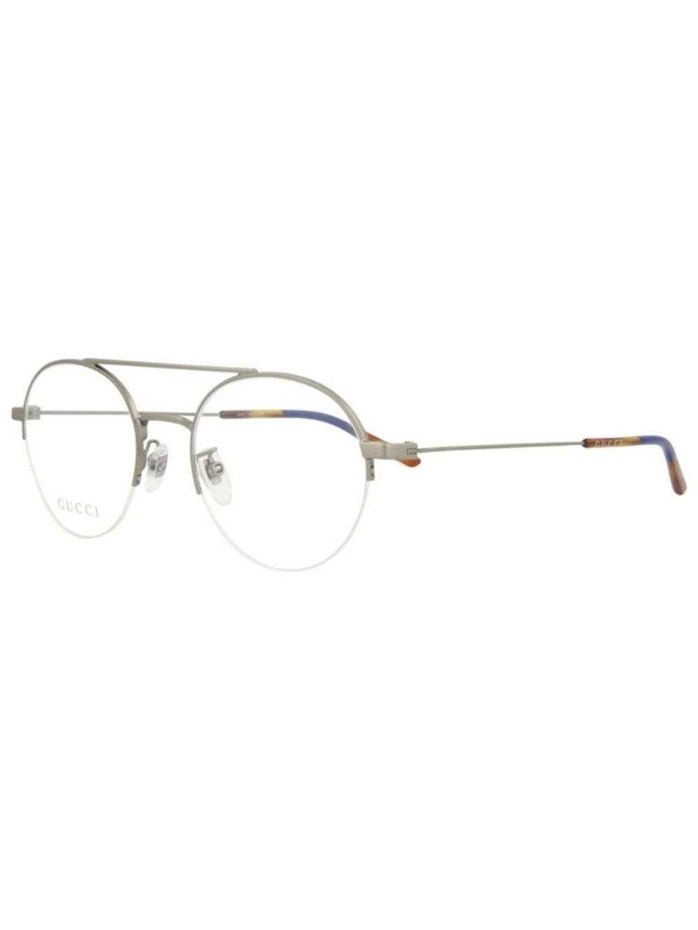 New Gucci Women's Eyeglasses Round Oval Metal Frame Mens Ruthenium Ruthenium